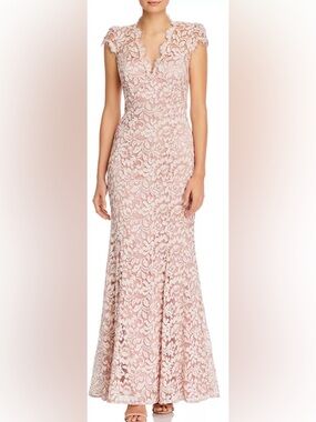 Eliza J Dusty Rose Scalloped Lace Dress